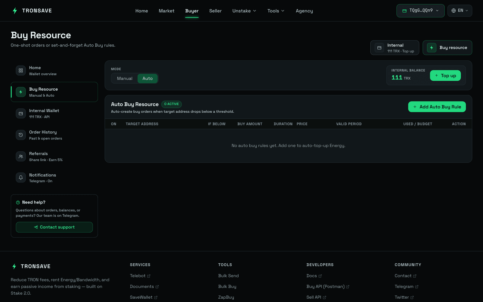 Buyer Auto Buy Tab
