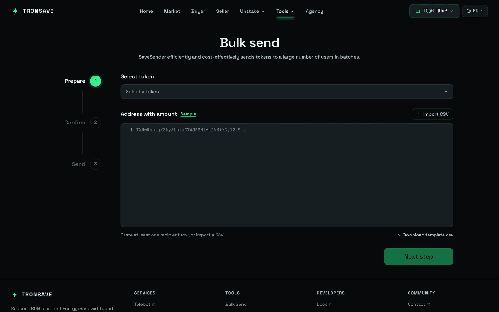 Tools Bulk Send